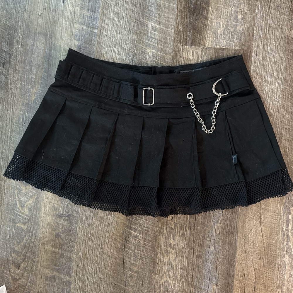 Tripp NYC Black Skater Skirt with Chain Accent